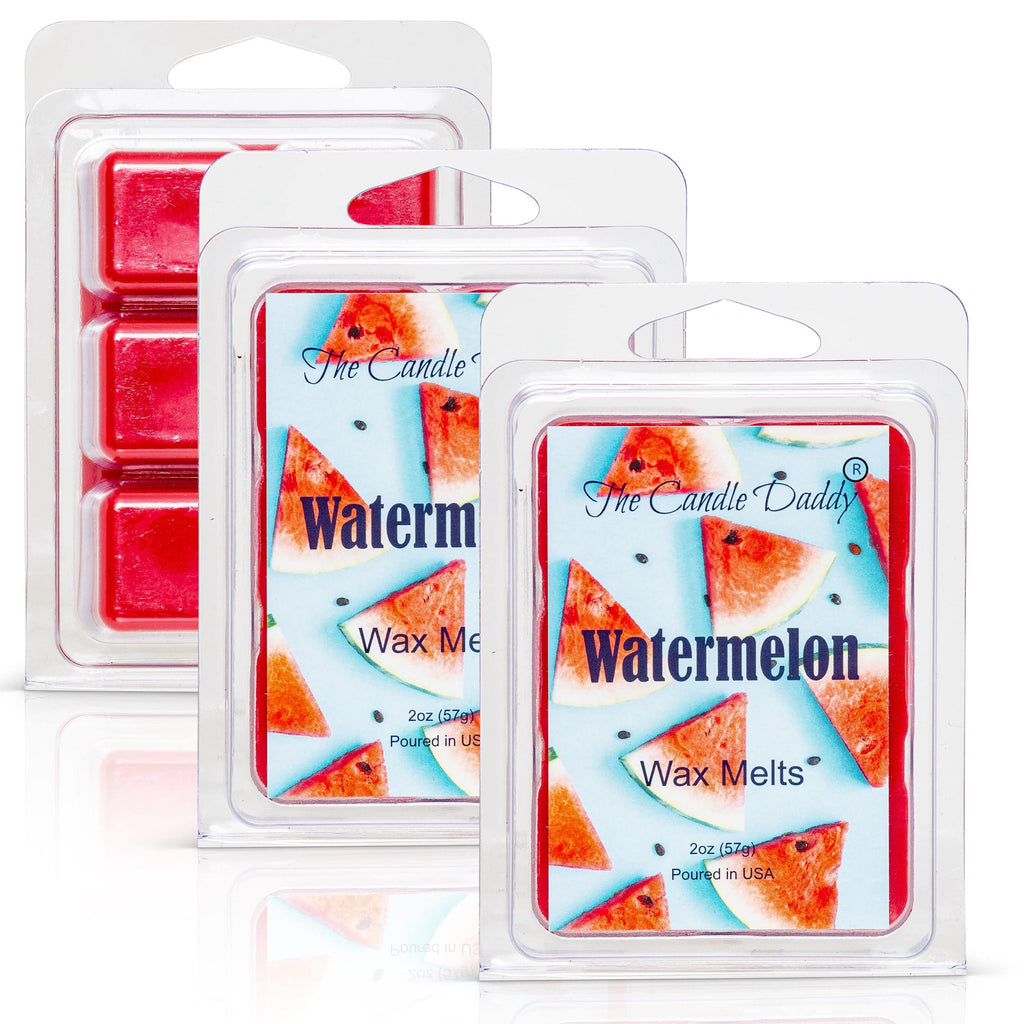 Watermelon -  Sweet, Sugary Fruit Scented Melt- Maximum Scent Wax Cubes/Melts- 1 Pack -2 Ounces- 6 Cubes - The Candle Daddy