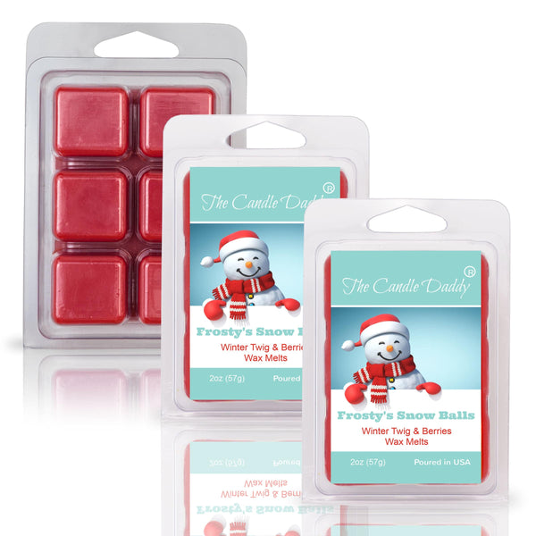 Frosty's Snow Balls - Winter Twig & Berries Scented Wax Melt - 1 Pack - 2 Ounces - 6 Cubes - Christmas - The Candle Daddy