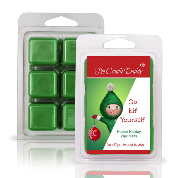 Go Elf Yourself - Heated Holiday Scented Wax Melt - 1 Pack - 2 Ounces - 6 Cubes - Christmas - The Candle Daddy
