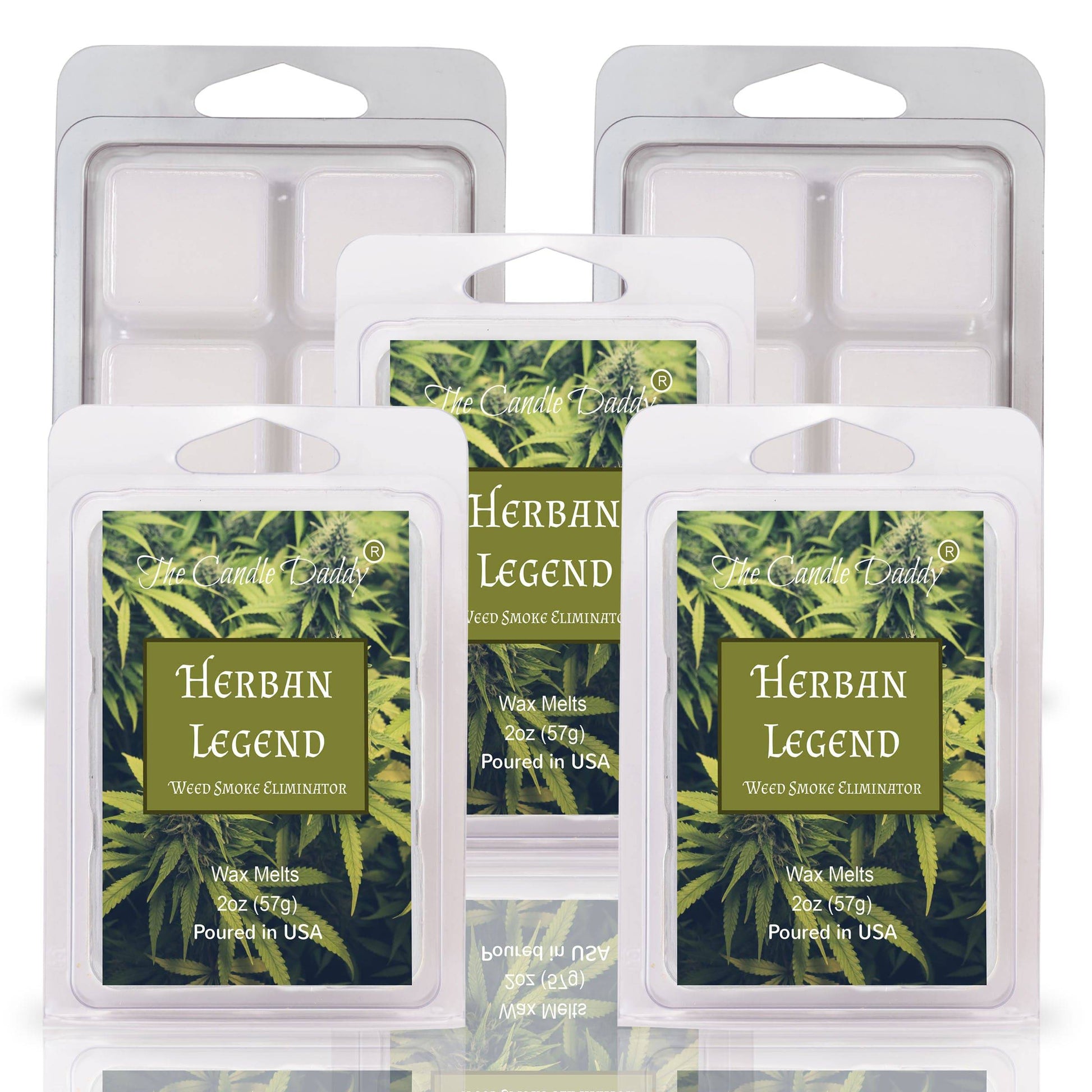 Herban Legend - Weed Smoke Eliminator Wax Melt - 1 Pack - 2 Ounces - 6 Cubes - The Candle Daddy