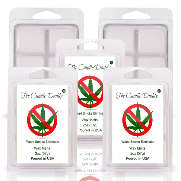 5 Pack - Weed Be Gone - Weed Smoke Eliminating Wax Melt - 2 Ounces x 5 Packs = 10 Ounces - The Candle Daddy