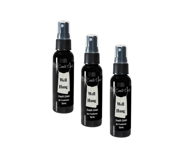 3 Pack - Well Hung Spray - Fresh Linen Scented - Room/Car Air Freshener Spray – (3) 2 Ounce Spray Bottles - The Candle Daddy