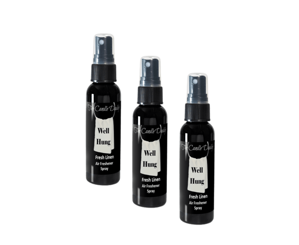 3 Pack - Well Hung Spray - Fresh Linen Scented - Room/Car Air Freshener Spray – (3) 2 Ounce Spray Bottles - The Candle Daddy