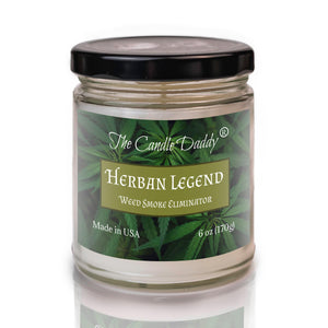 Herban Legend - Enzyme Infused Weed Smoke Eliminator - Funny 6 Oz Jar Candle - 40 Hour Burn Time - The Candle Daddy