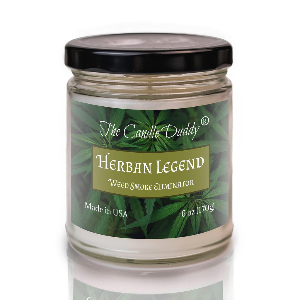 Herban Legend - Enzyme Infused Weed Smoke Eliminator - Funny 6 Oz Jar Candle - 40 Hour Burn Time - The Candle Daddy