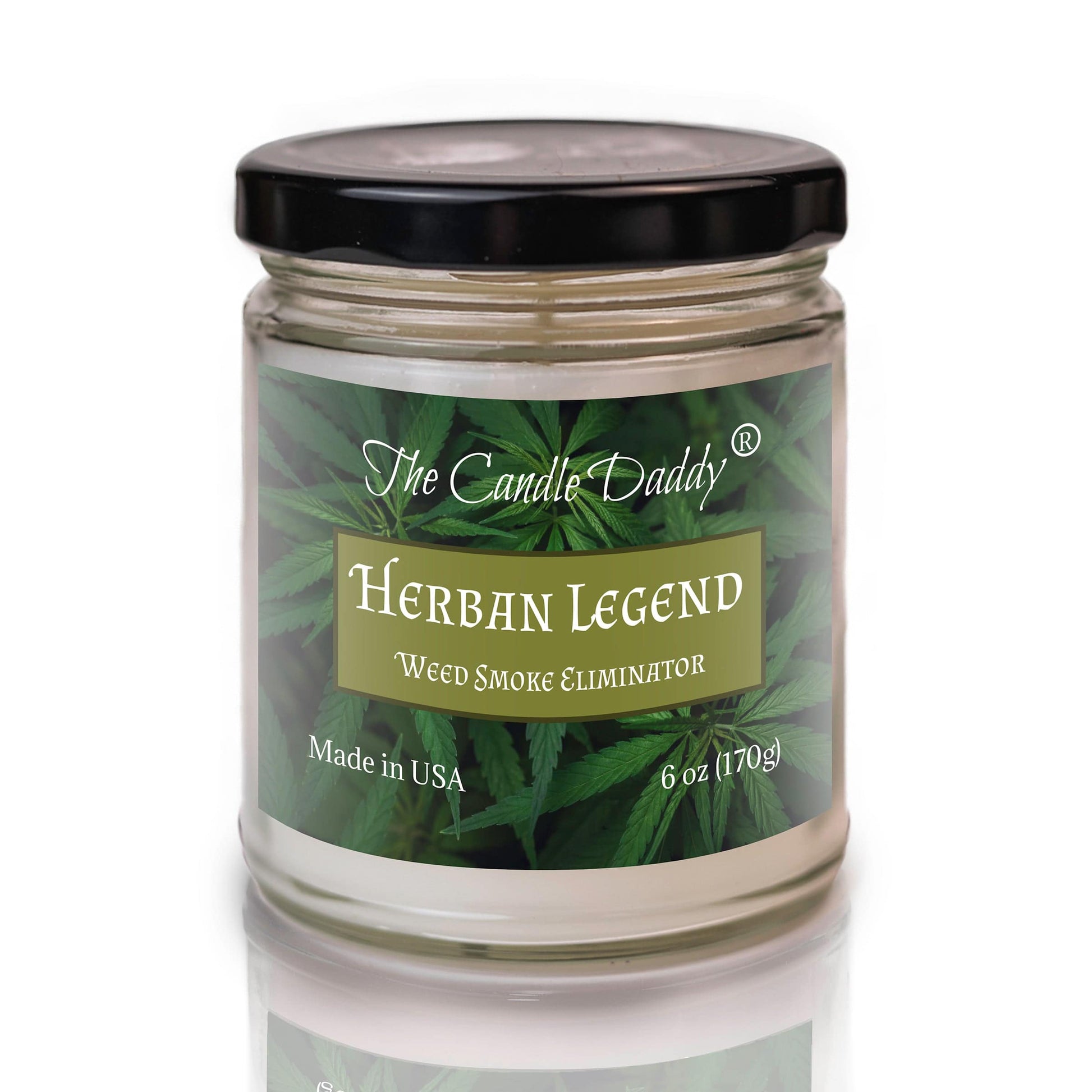 Herban Legend - Enzyme Infused Weed Smoke Eliminator - Funny 6 Oz Jar Candle - 40 Hour Burn Time - The Candle Daddy