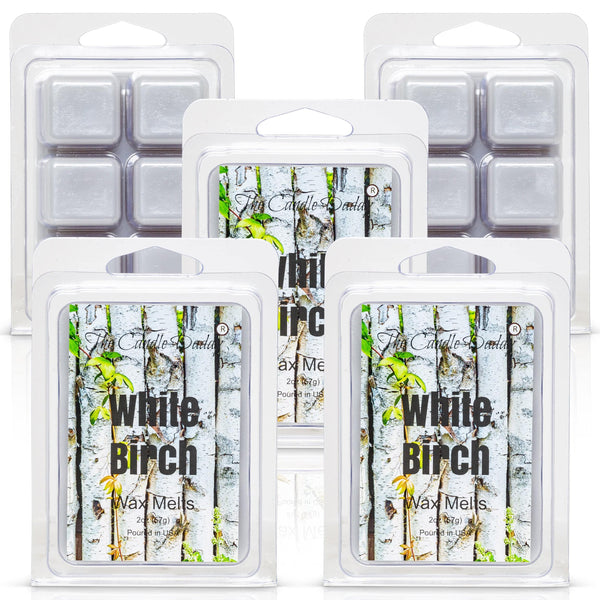 5 Pack - White Birch - Paper Birch Tree Scent Maximum Scent Wax Cubes/Melts - 2 Ounces x 5 Packs = 10 Ounces - The Candle Daddy