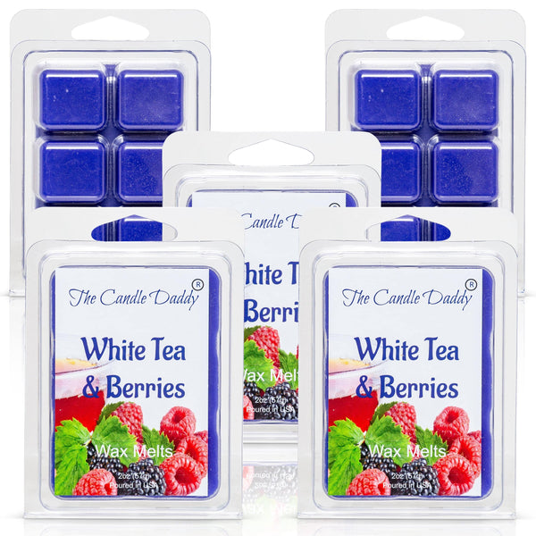 White Tea and Berries - Herbal Tea and Sweet Berry Scented Melt- Maximum Scent Wax Cubes/Melts- 1 Pack -2 Ounces- 6 Cubes - The Candle Daddy