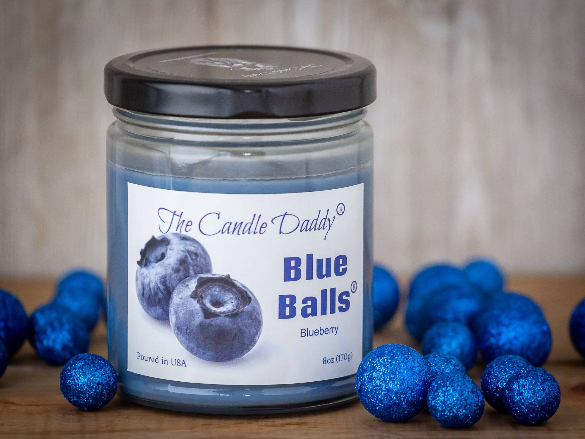 Blue Balls - Blueberry Scented - 6 Ounce Jar Candle - 40 Hour Burn