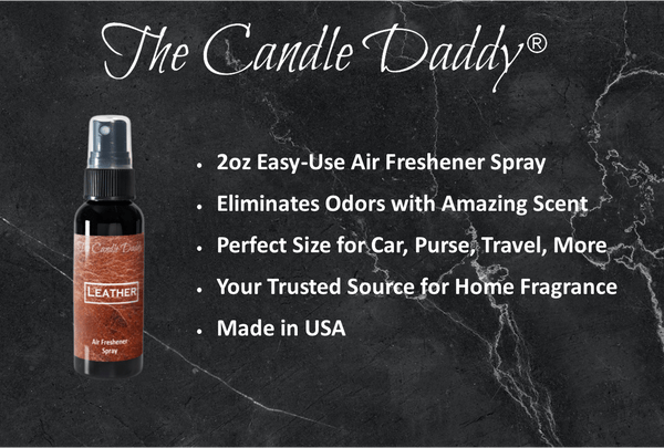 3 Pack - Leather Spray - Leather Scented - Room/Car Air Freshener Spray – (3) 2 Ounce Spray Bottles - The Candle Daddy