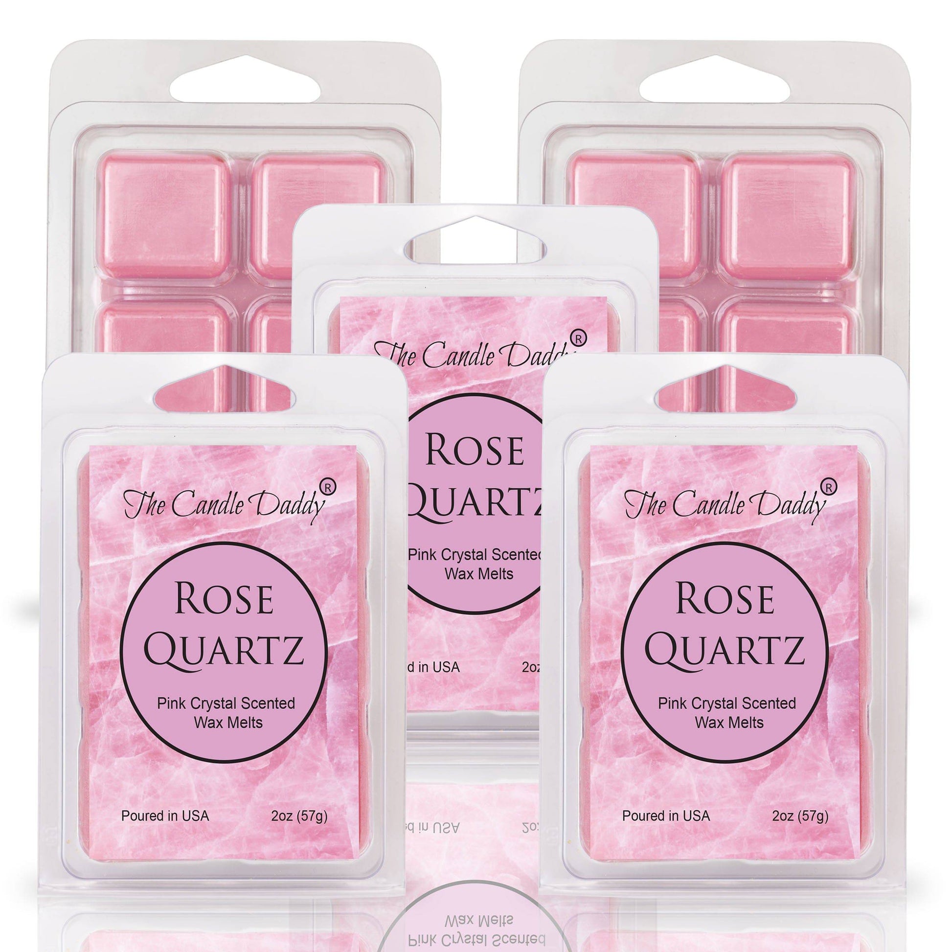 Rose Quartz - Pink Crystal Scented Wax Melt - 1 Pack - 2 Ounces - 6 Cubes - The Candle Daddy