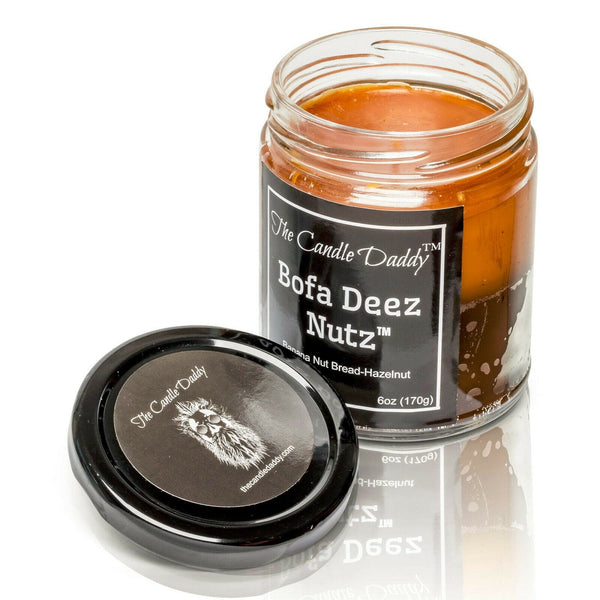 Bofa Deez Nutz  Funny Jar Candle- 6 Ounce - 40 Hour Burn- Banana Nut Bread & Hazelnut.