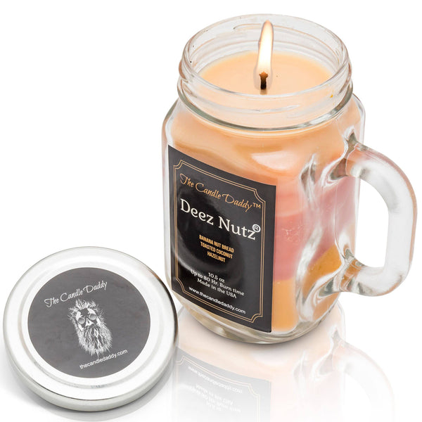 The Original Deez Nutz Candle - Triple Scent Pour - 10 Ounce - 80 Hour Burn Time- The Candle Daddy- Banana Nut Bread-Toasted Coconut-Hazelnut- Made in USA.