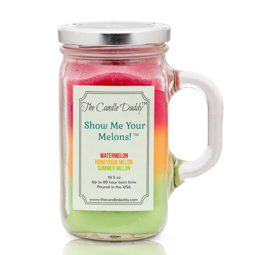 Show Me Your Melons - Watermelon Cantaloupe Honeydew Scented Candle - 10 Ounce- 80 Hour Burn- Made in USA - blowout