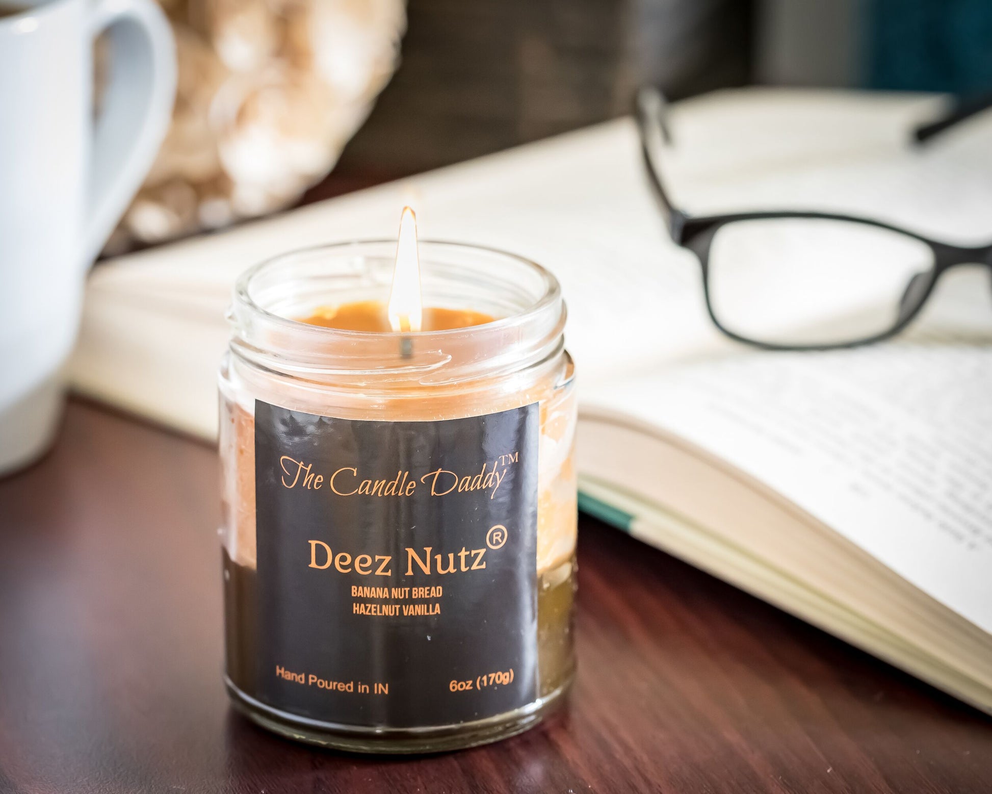 Deez Nutz- Black Label- Banana Nut Bread- Hazelnut Vanilla- The Candle Daddy- Hand poured in Indiana.