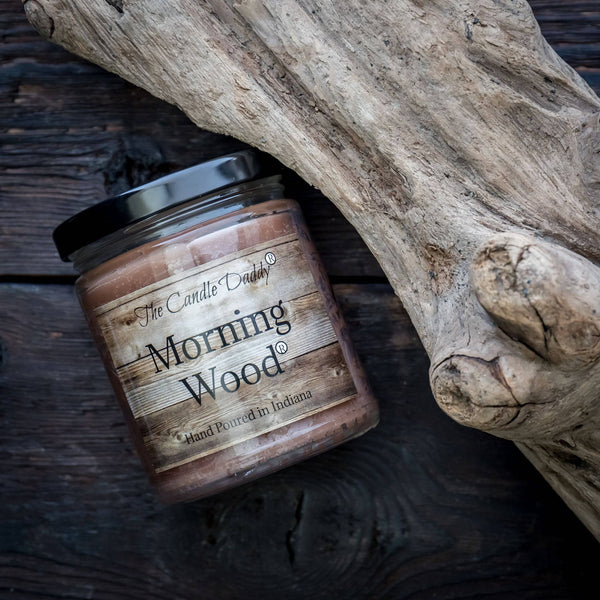 Morning Wood Candle - Heavy Wood Scent- Cedarwood Vanilla Scent 6 Ounce - 40 Hour Burn.