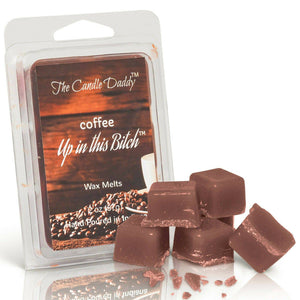 Coffee Up In This Bitch- Funny Fresh Brewed Coffee Scented Melt- Maximum Scent Wax Cubes/Melts- 1 Pack -2 Ounces- 6 Cubes - The Candle Daddy