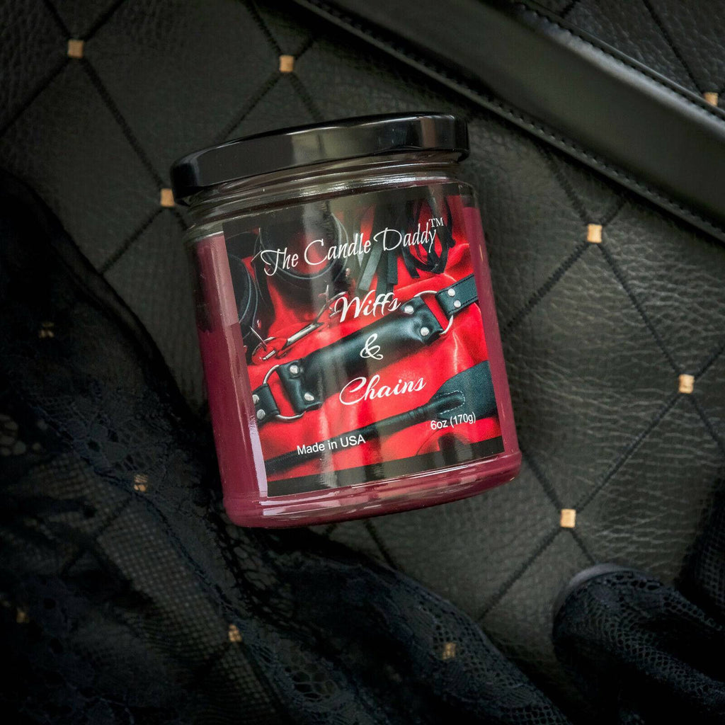 Wiffs & Chains Red Leather - 6 Ounce - 40 Hour Burn.