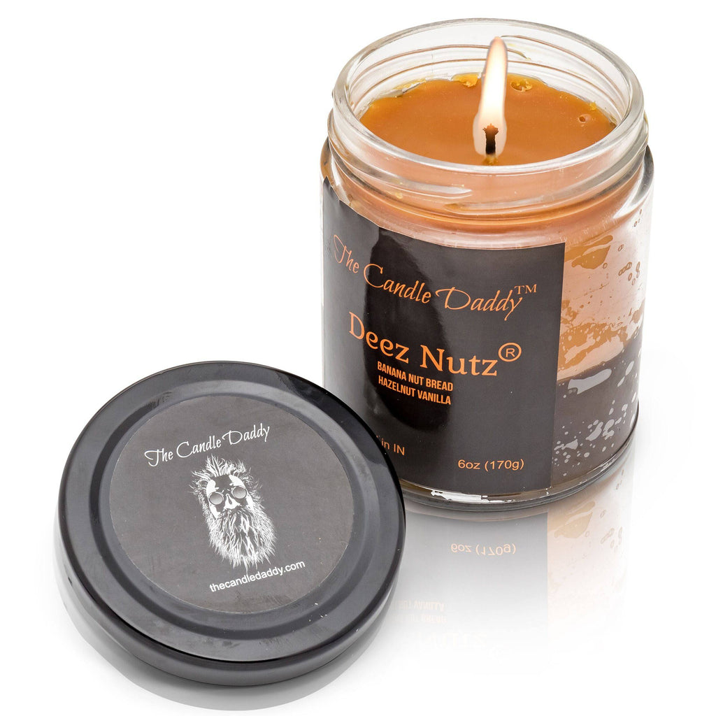 Deez Nutz- Black Label- Banana Nut Bread- Hazelnut Vanilla- The Candle Daddy- Hand poured in Indiana.