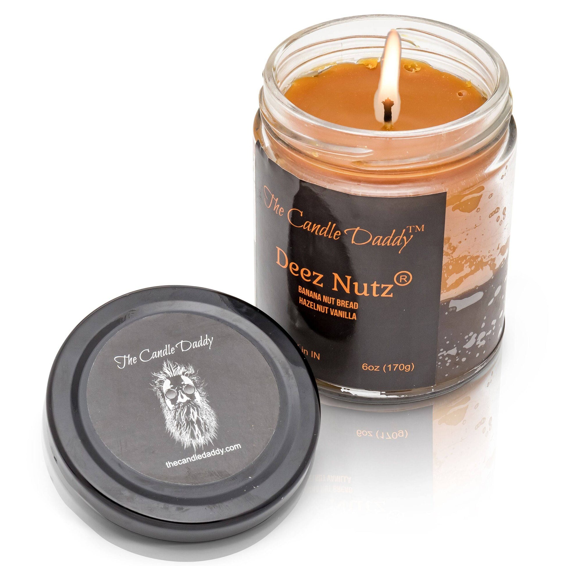 Deez Nutz- Black Label- Banana Nut Bread- Hazelnut Vanilla- The Candle Daddy- Hand poured in Indiana.
