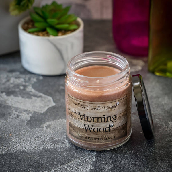 Morning Wood Candle - Heavy Wood Scent- Cedarwood Vanilla Scent 6 Ounce - 40 Hour Burn.