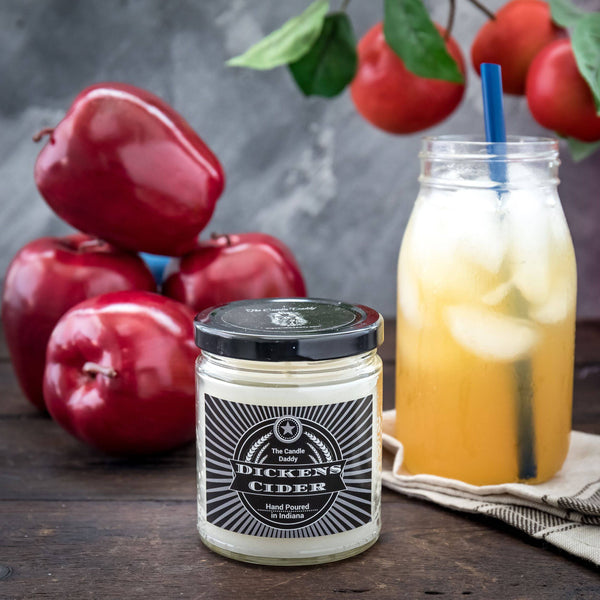 Dickens Cider- Apple Bourbon Cider Scented Jar Candle- 6 Ounce- 40 Hour Burn- Hand Poured in Indiana - The Candle Daddy